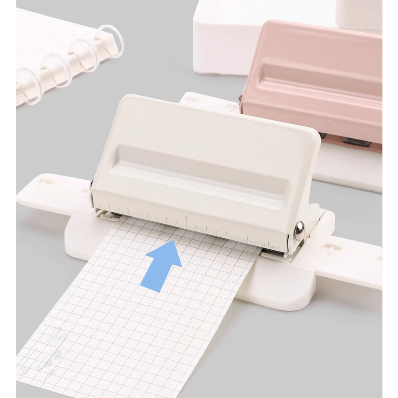 【New】KW-triO Handheld DIY Mushroom 4 Holes Punch Puncher Paper Cutter with Ruler 3 Sheets Punch Capacity for Office Home School