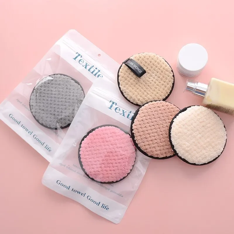 Sponge Skin 4PCS Makeup Towel Cleaning Care Tool Makeup Remover and Faci Makeup Remover Microfiber Cotton Pad Cosmetics Washable
