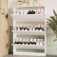 Shoe Storage Cabinet for Entryway with 3 Flip Drawers, Sturdy Wood Hidden Shoe Storage, Freestanding Narrow Slim Shoe Organizer 1