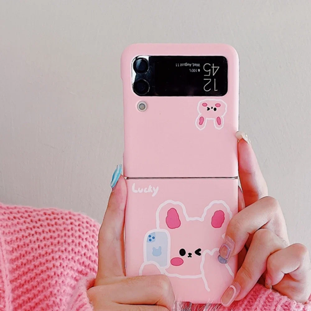 Cartoon Bear Ultra Slim Hard Shockproof Case for Samsung Galaxy Z Flip
