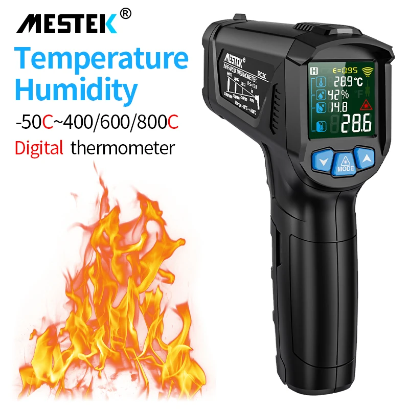 Infrared Thermometer Termometer Digital 50800C Adjust Emissivity Non contact Pyrometer