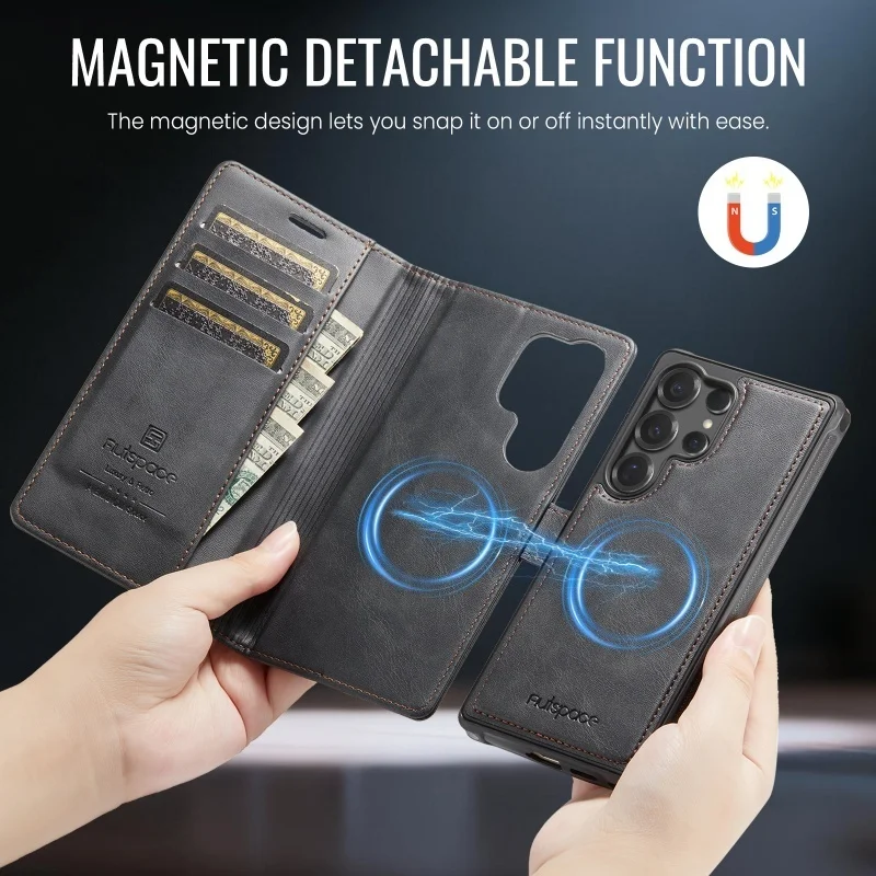 Versatile Detachable Leather Wallet Phone Case with MagSafe Card Holder