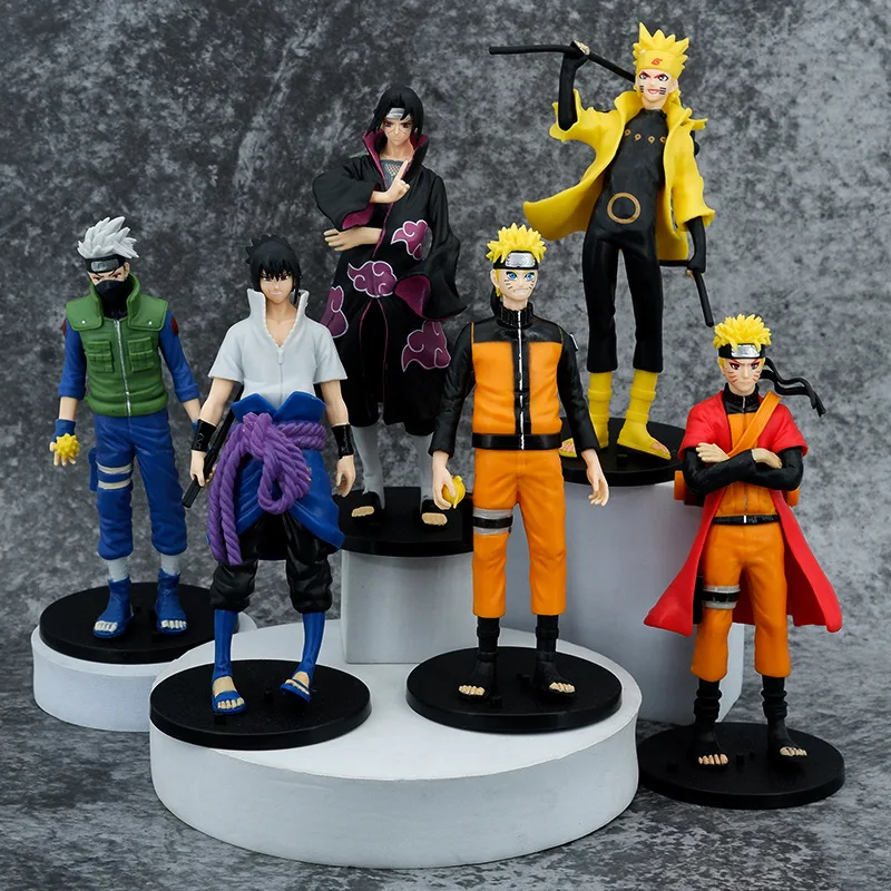 

6 шт. Аниме Naruto Kakashi Sasuke Yuzhibo версия огненная тень фигурки 7-дюймовая модель Weasel Декор для комнаты игрушки Детский подарок
