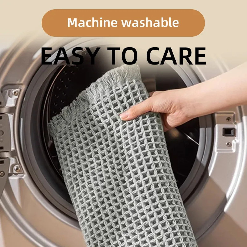 Ultra-Absorbent Waffle Bath Mat with Tassel Detailing