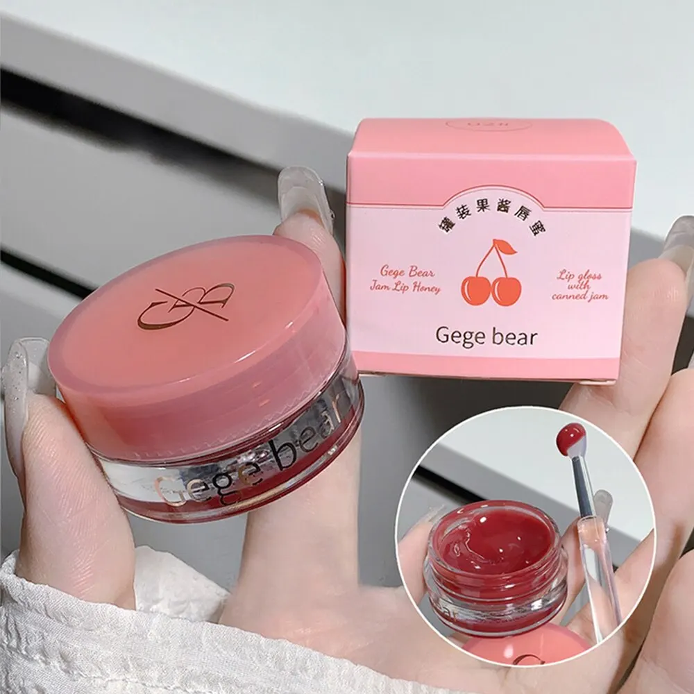 Canned Jam Lip Gloss Gege Bear Jam Lip Honey Moisturizing and Shiny Mirror Non Sticky Makeup Lip Glaze 2