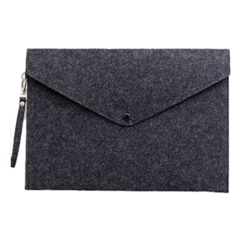 

Dark Grey 2PC Simple A4 Big Capacity Document Bag Pad Business Briefcase File Folders Chemical Felt Filing Products