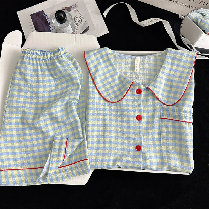 Bs–7203Light green plaid