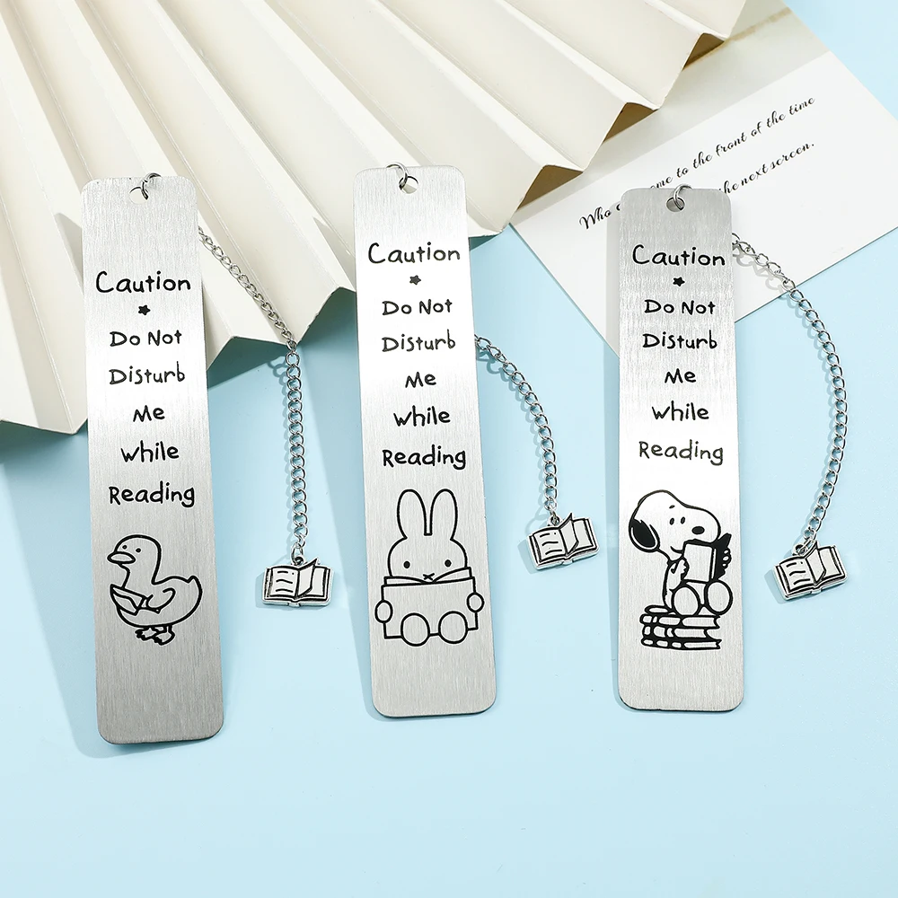 1pc rabbit puppy duck animal pendant bookmark stainless steel geometric bookmark for students to learn office reading metal bookmark animal bookmark bookmark page holder