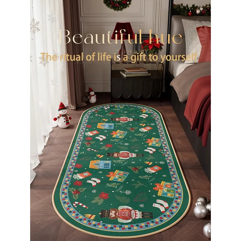Christmas Living Room Carpet Retro Creative Square Plaid Bedroom Runner Rug Snowflake Plant Home Cloakroom Mat 러그 Ковер Alfombra