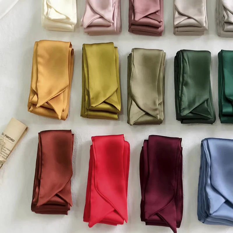 Sf050946e14174c958a36796ffd9122eel Solid Color Long Silk Skinny Scarf Women Neck Skinny Scarves Hairband Lady Narrow Neckerchief Bag Ribbons Brand Choker Streamer Mallzona