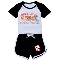 Summer Fashion Cartoon Game Roblox Men and Women Children Trend Comfortable Casual Simple T-shirt Shorts Sports Suit Gift 2