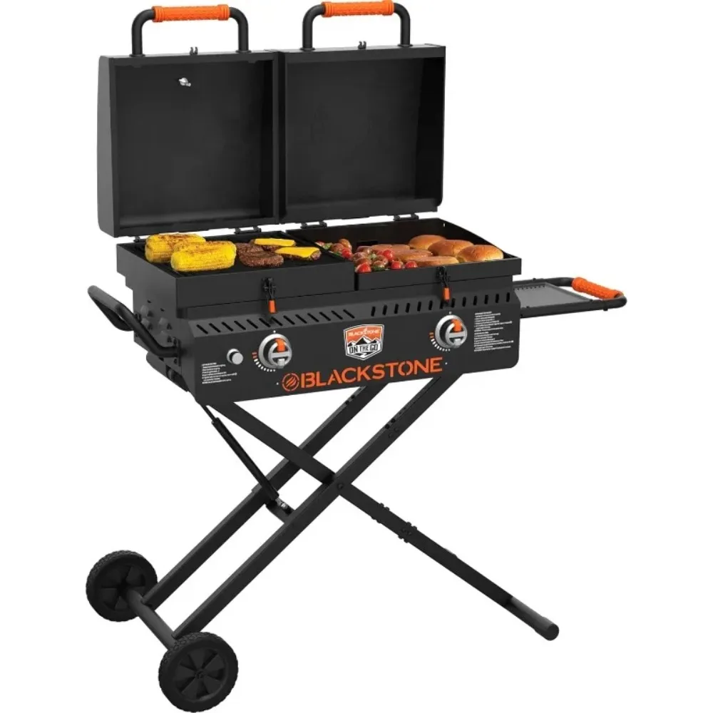 Heavy Duty Portable Flat Top BBQ Griddle – With Wheels, Hood & Side Shelf 2