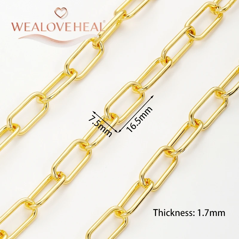18K vergoldetes Metall flache ovale Rolo-Kette für die Schmuckherstellung, DIY-Halskette, Armband, Damen, Herren, Schmuckherstellung, Zubehör im Großhandel – Detail 23