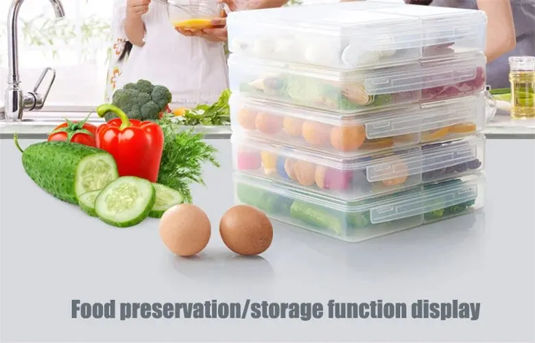 3 Grids Food Storage Box Container Fruit Vegetable Refrigerator Freezer Organizers Sub-Packed Meat Ginger Kitchen Accessories