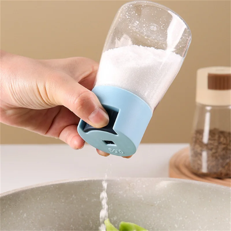 Salt Pepper Shakers Kitchen Salt and Pepper Shakers Precise Quantitative Push Type Seasoning Shaker Press Type Salt Dispenser Spice Dispenser Sealed