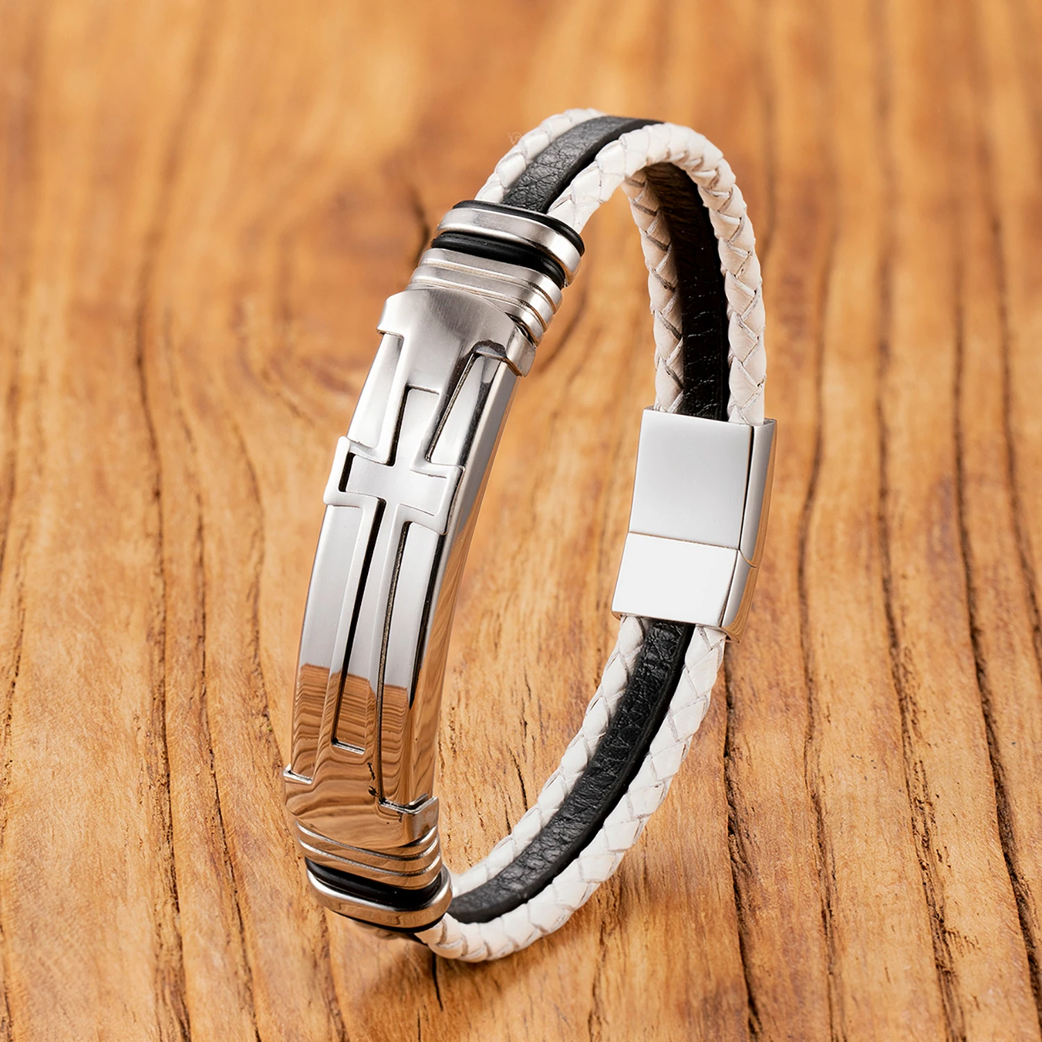 Jesus Cross Punk Style Unisex Leather Bracelets - Image 3