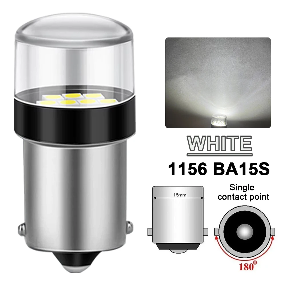 Ultra-Bright White LED Bulbs for Tail, Turn Signal, Parking, and Reverse Lights - 12V, 6500K