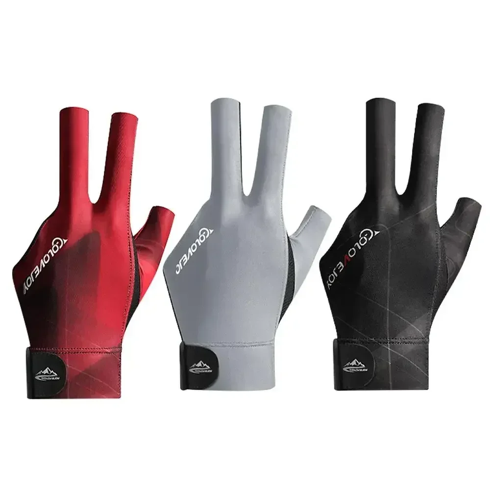 Billiard Gloves Billiard Training Accessory Billiards Glove Left Hand Three Finger Snooker Billiard Glove Non Slip Stickers Elasticity Billiard Training Gloves Accessories