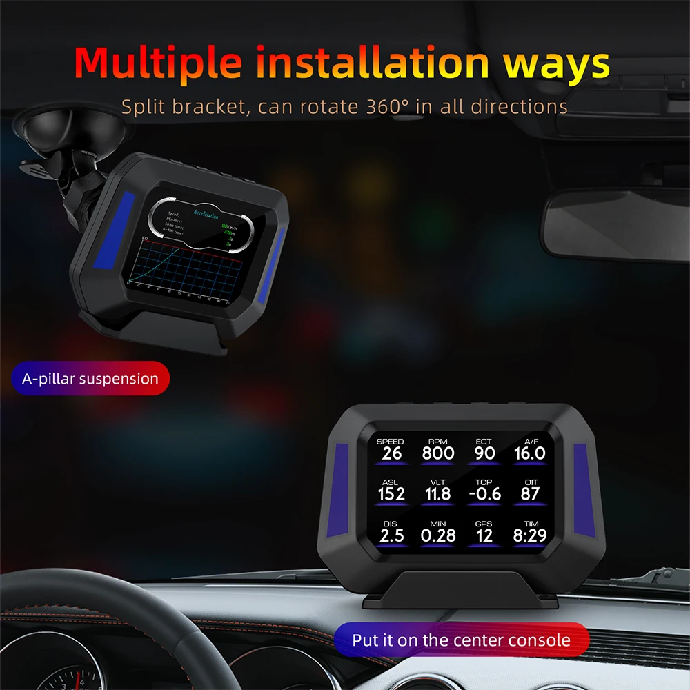HUD 실시간 오프로드 차량 시스템 속도계, 자동차 레벨 센서, 그라디언트 GPS P21, 4x4 경사계, 자동차 액세서리