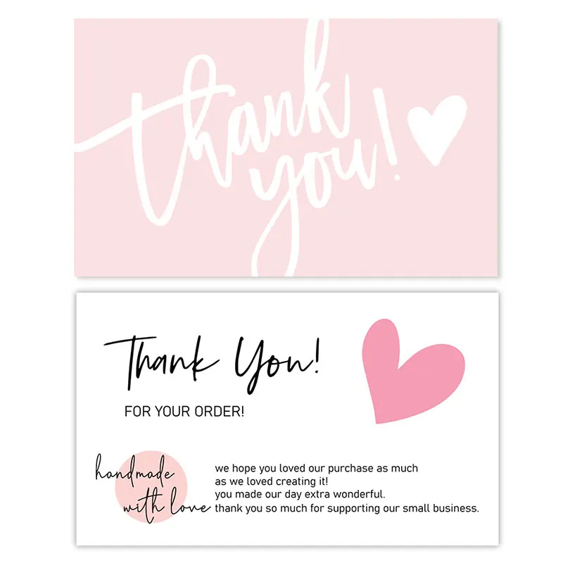 30pcs/lot 9x5.4cm Thank You Tag Cute Pink Paper Card for Small Business Sale Tag Gift Packaging Label Thanksgiving Postcards