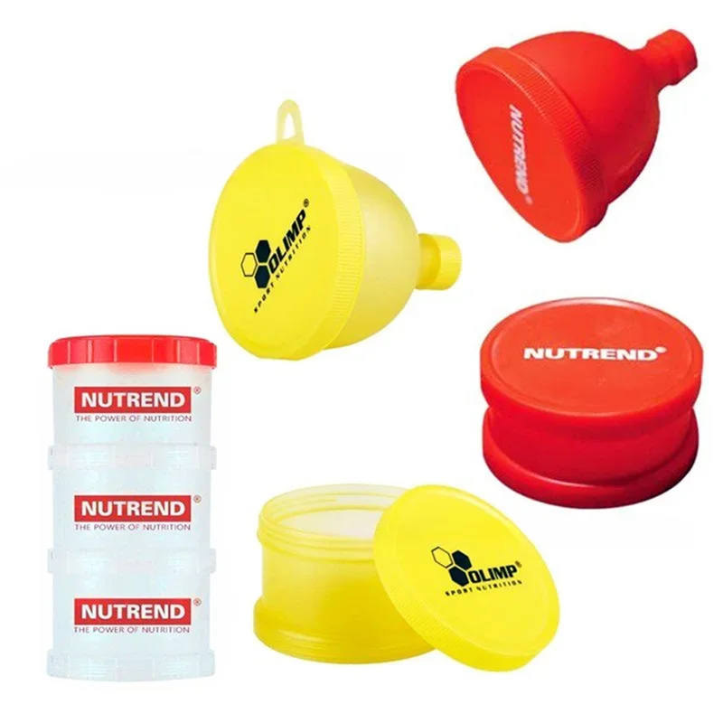 Portable Protein Powder Container Box Funnel Powder Box Fitness Supplement Bottle Handle Layered Storage Medicine Snack Can