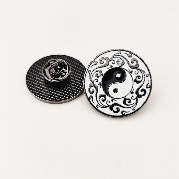 Chinese Tradition Culture Five Elements Yin Yang Tai Chi Bagua Brooch Buddhist Lotus Badge Insignia Jewelry Accessories