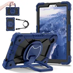 Kids Tablet Cover with Silicone + PC Protection and Strap - 8.7 Inch - A11 8.7in  X133 X135 (Navy blue and black)