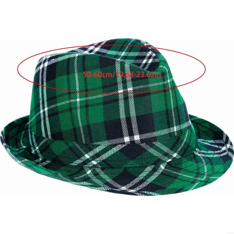Unisex Fisherman Hat Hip Hop Leprechaun Hat Bucket Plaid Green Fedora for Saint. Patrick Day Costume Accessories