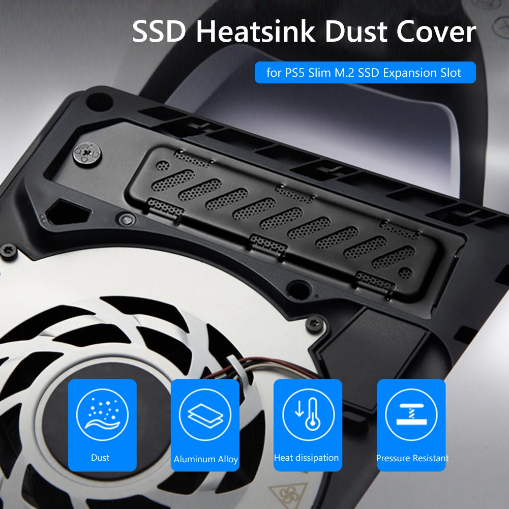 For PS5 Slim SSD Heatsink Cover SSD Cooler Dust Cover M.2 NVMe 2280 Solid State Drive Expansion Slot Breathable Hole Aluminum