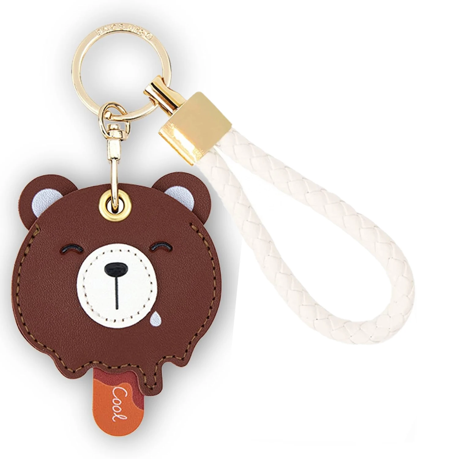 Premium Leather Keychain with Braided Rope - Protective Cover and Anti-Scratch Design