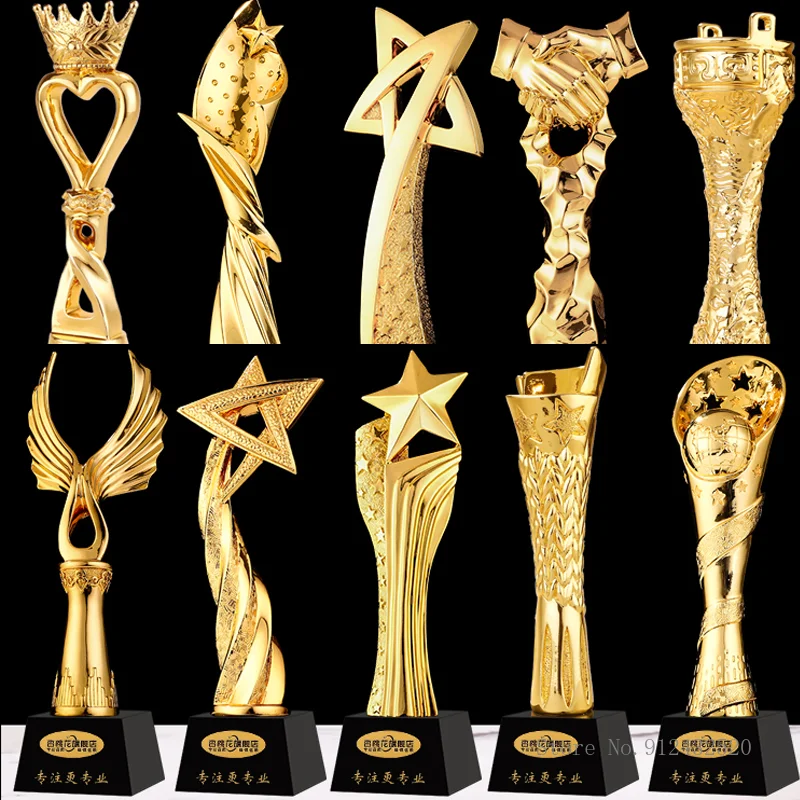 Gold-Plated Resin Trophy, Bottom Crystal, Custom Creative, Send Friends Awards, Dancing Souvenir, Competition, Home Decor