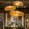 HandMade Vintage Bamboo Weaving LED Pendant Light Home Hanging Chandelier Lighting Living Room Kitchen Rattan Woven  Lamp 2