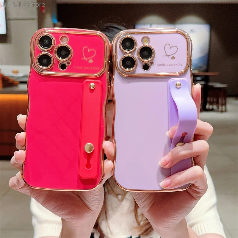 Glitter Camera Protection Luxury Jellewed Heart Holder Liquid Soft Phone Case For iPhone 11 12 13 14 15 16 Plus Pro Max Cover_voghion.com