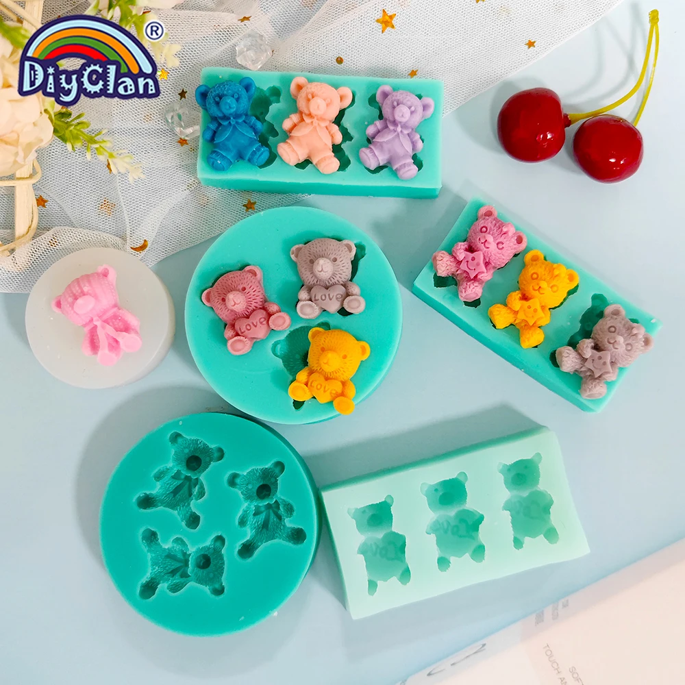 Niedliche Mini-Bären-Silikonform für Fondant, Cupcakes, Schokolade, Kekse, Zuckerguss, Küchen-Backwerkzeuge, DIY-Epoxidharz-Gießform – Detail 2