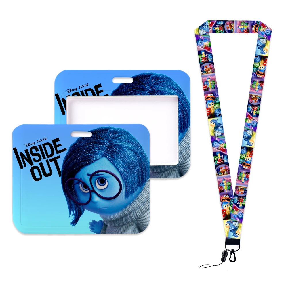 Inside Out Card Set Cartoon ID Card Protection Case Work Bus Horizontal Holder Plastic Keychain Gifts card case holder