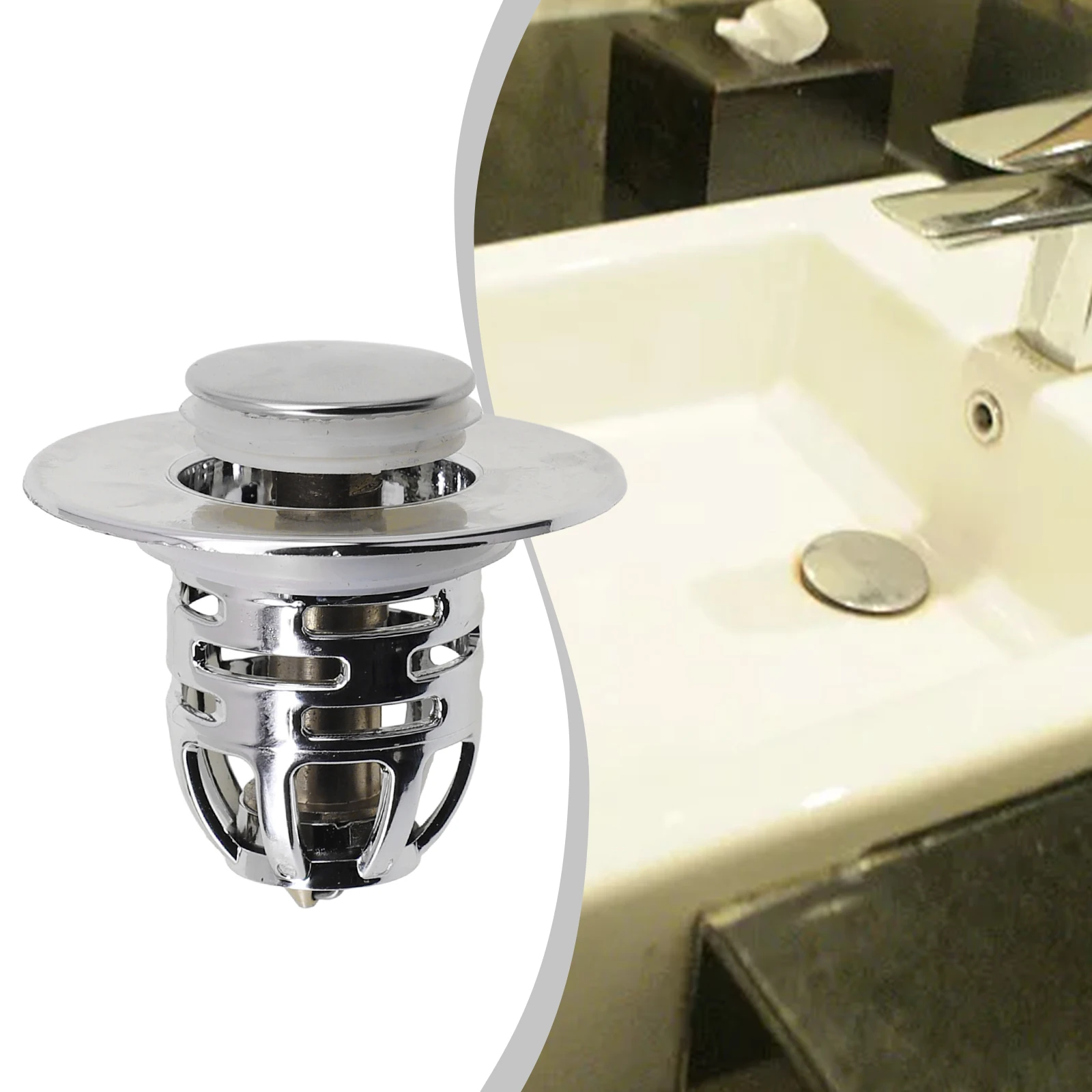 UniversalSinkDrainStopperStainlessSteelPopUpBounceCoreBasin