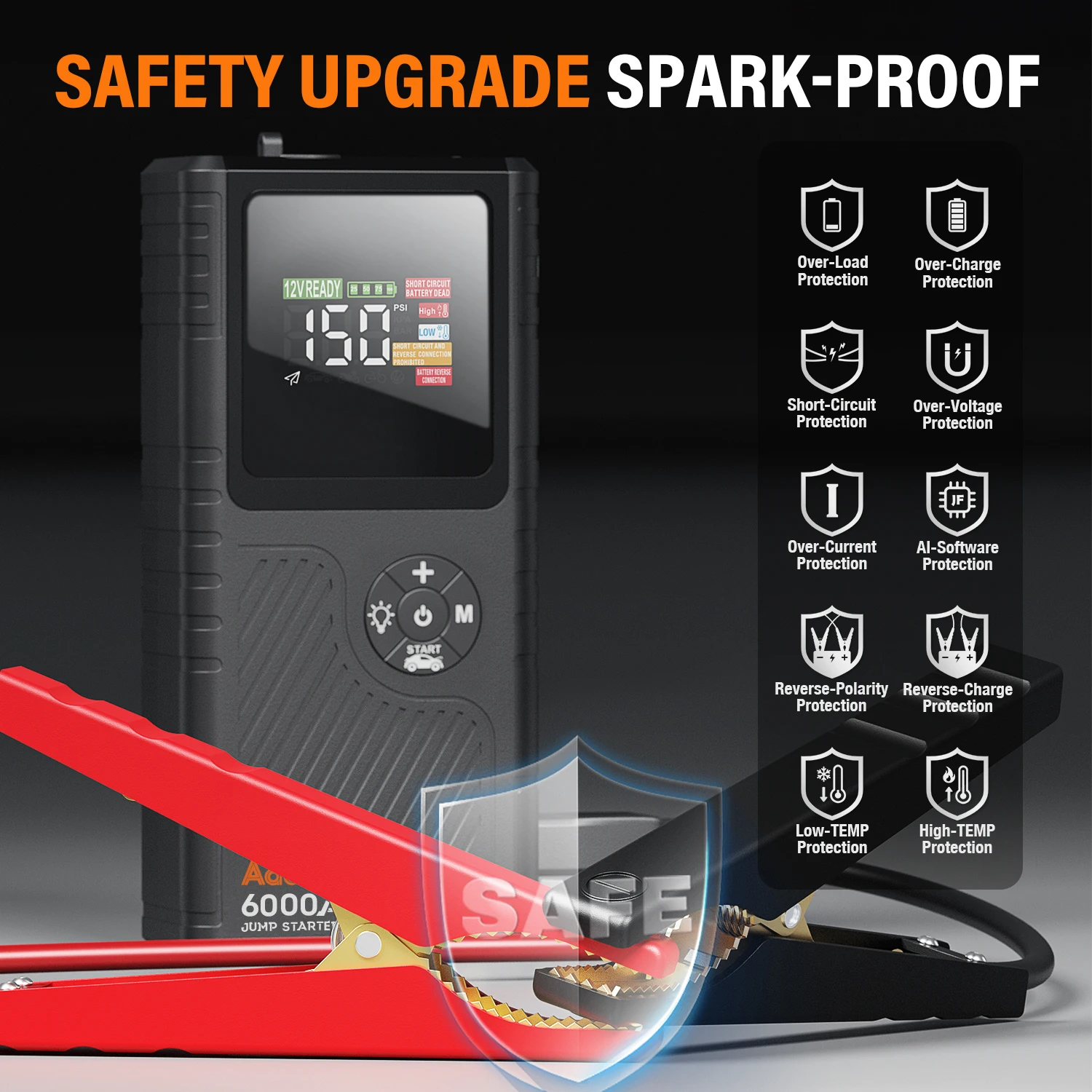 AdoreTrip 6000A 20000mAh Car Portable Jump Starter With Air Compressor 12V Car Battery Starter Booster Starting Device