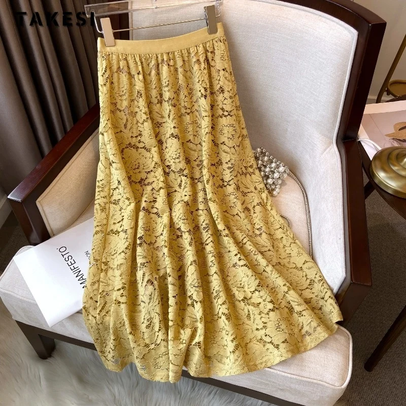 

Женская шифоновая юбка средней длины, элегантная винтажная Мягкая юбка с цветочным принтом и эластичным поясом, свободная юбка с высокой талией, лето 2023