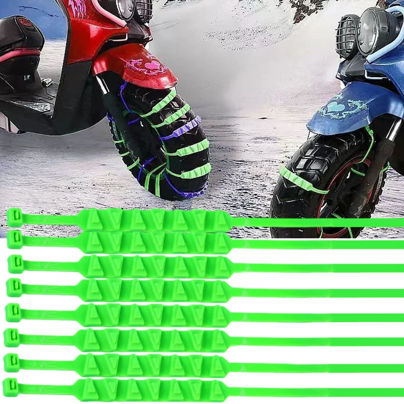 10Pcs Motorcycle Snow Chains Reusable Motorbike Tire Anti Slip Tie Winter Emergency Safety Belt Tyre Chain Moto Accessories