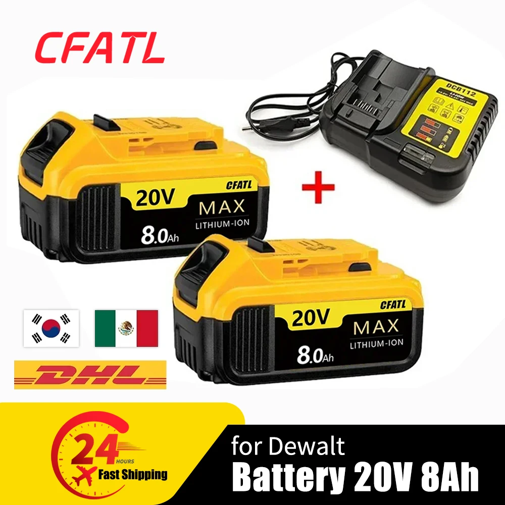 

Аккумуляторная батарея для отвертки Dewalt, 8/6/5 Ач, 20 в, DCF850, DCF887, DCB200, DCB182, DCB609, DCB184, запасная литиевая батарея, 100% оригинал