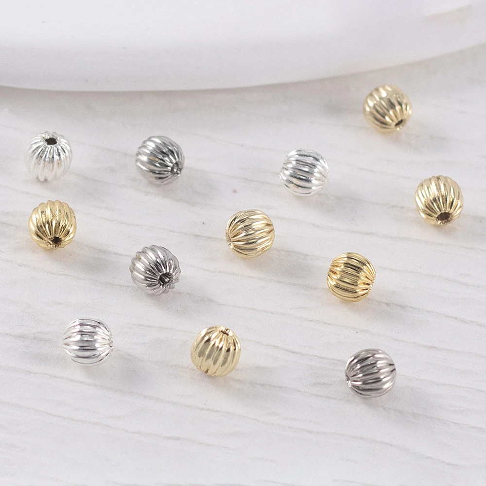 

Spacer Beads Pumpkin Faceted Corrugated Round 3mm 4mm 5mm 6mm Copper Diy Bracelet Necklace Craft Jewelry Making Findings