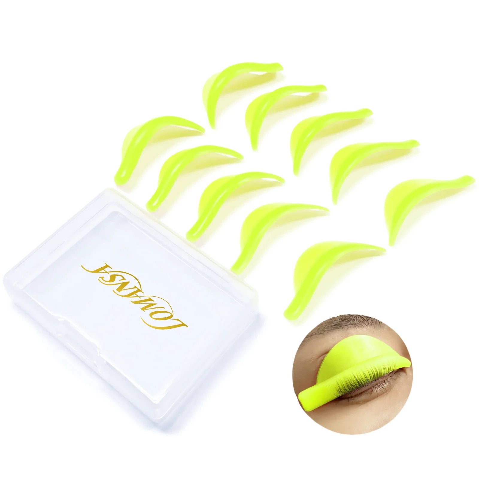 Lomansa 5 Pairs U Curl Silicone Eyelash Perm Pads Sticky Lashes Rods Shield Lifting 3D Eyelash Curler Accessories Makeup Tools