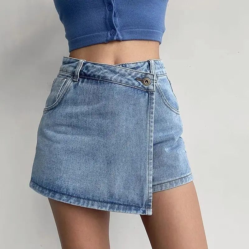 

Mini Denim Skirts Women Slim Chic Vintage New Summer Asymmetrical Streetwear Design Ulzzang Student Harajuku Y2k Faldas
