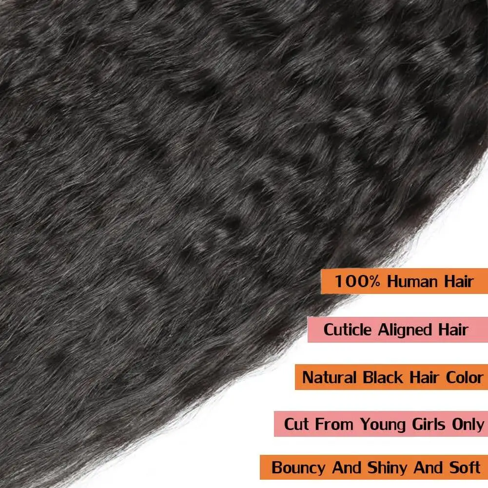 Malaysia Hair Kinky Straight Bundles For Women 100% Curly Hair Weave Extensions 1/3 Pieces Deal Yaki Straight Human Bundles