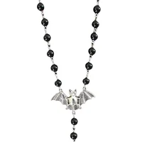 Chaîne de pull longue en perles artificielles de Style foncé, pendentif chauve-souris et Pentacle Vintage pour femmes ou hommes 6