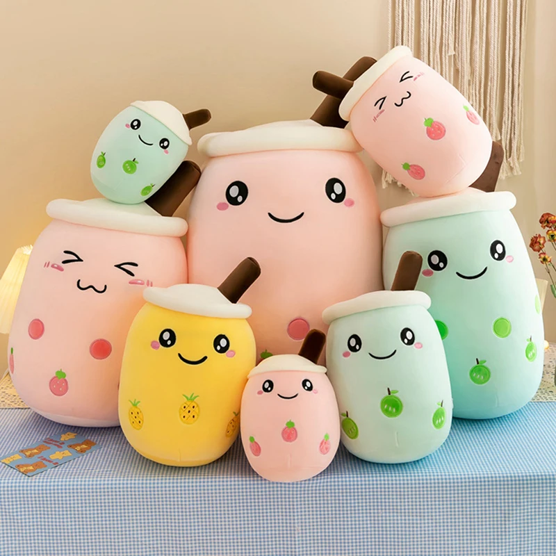 

Cute Boba Milk Tea Plush Toy Soft Stuffed Pink Pearl Milk Tea Hug Pillow Balls Bubo Tea Cup Cushion Birthday Gift