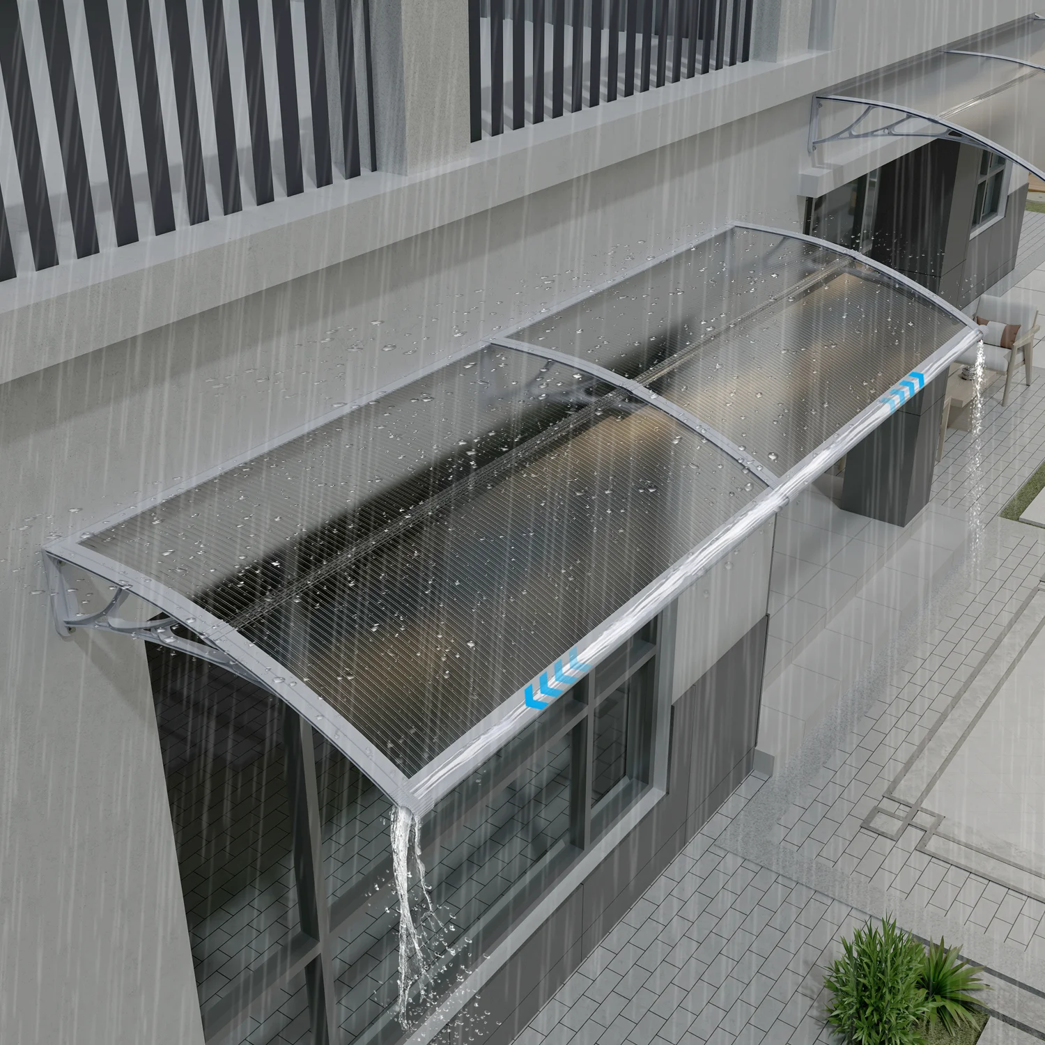 Window Awning Canopy for Doorway Outdoor Overhang Awnings ABS Bracket Polycarbonate Roof Cover 60/80/100/120/150/200/300/400 CM