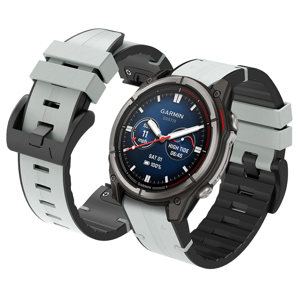 Enhanced Leather Silicone QuickFit Watch Band Strap (26mm/22mm)