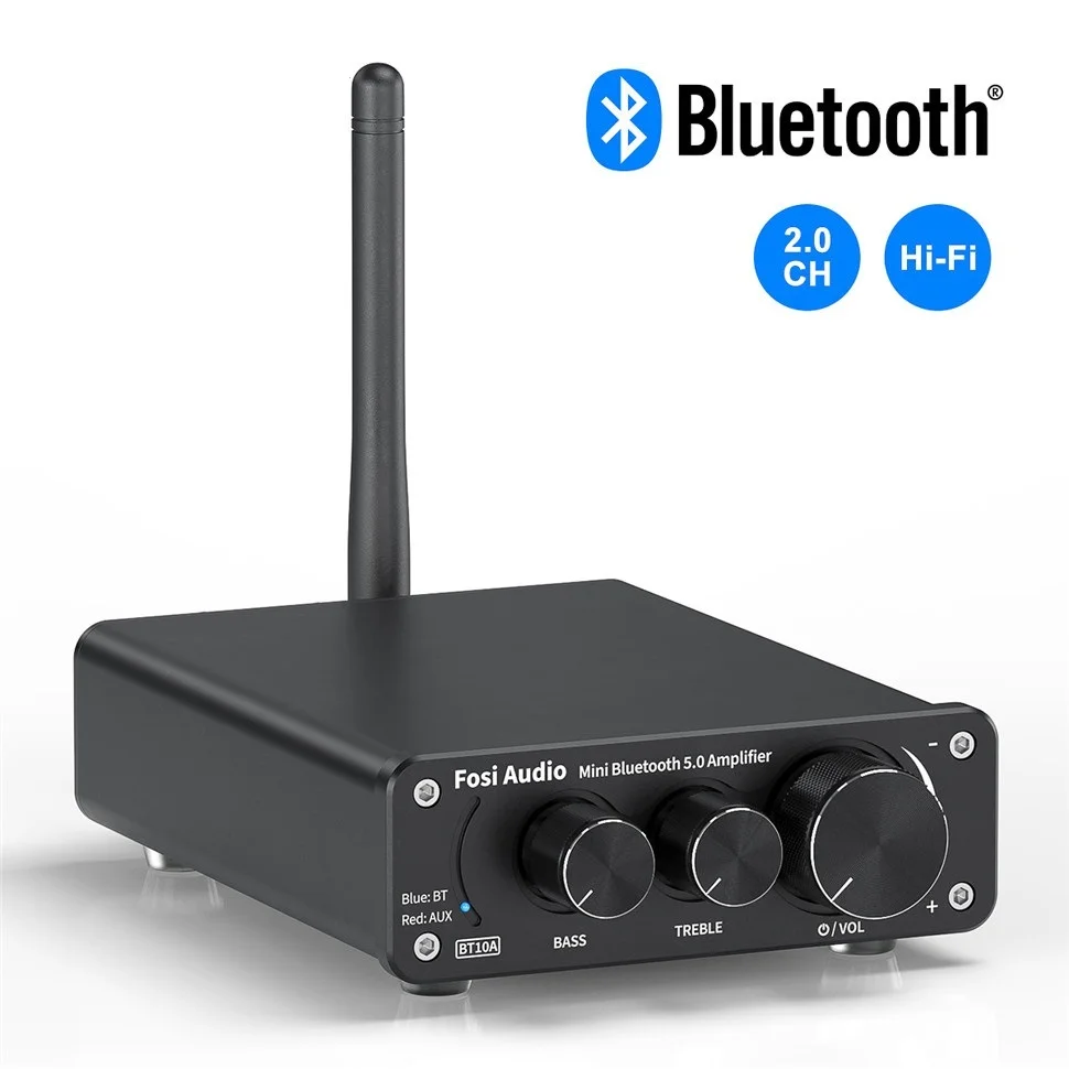 

Top Audio Bluetooth 2 Channel Sound Power Stereo Amplifier TPA3116D2 Mini HiFi Digital Amp for Speakers 50W BT10A Treble &