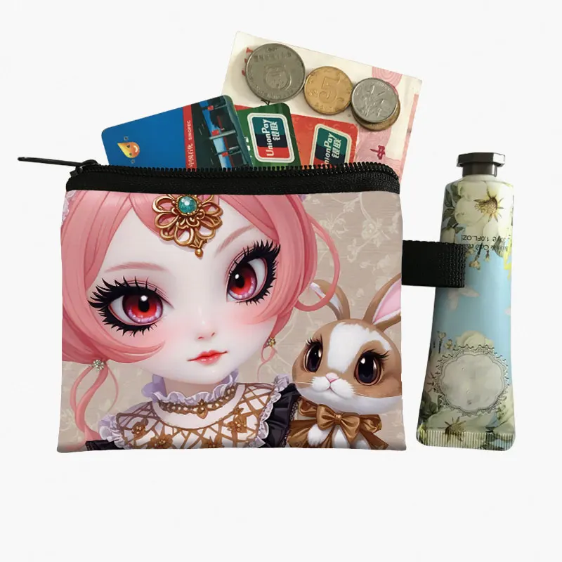 Gothic Girs and Dark Animal Portable Coin Purse Punk Style Small Storage Bag Dark Fantasy Key Card Holder Fairy Angle Coin Bag coin purse,women wallet,card wallet,coin wallet,change bag